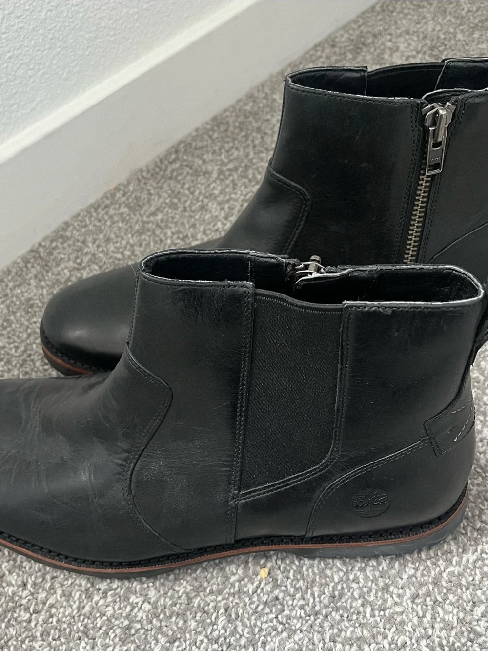 Men’s Timberland Black Leather Ankle Boots, size US 12